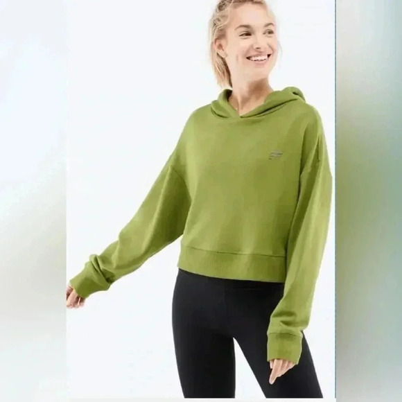 Fabletics  Green Pullover Cropped Cindy Hoodie Size XL - Picture 1 of 9
